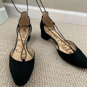Sam Edelman Black Suede Lace up Short Heel